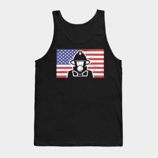 Patriotic American Flag & Fireman Tank Top